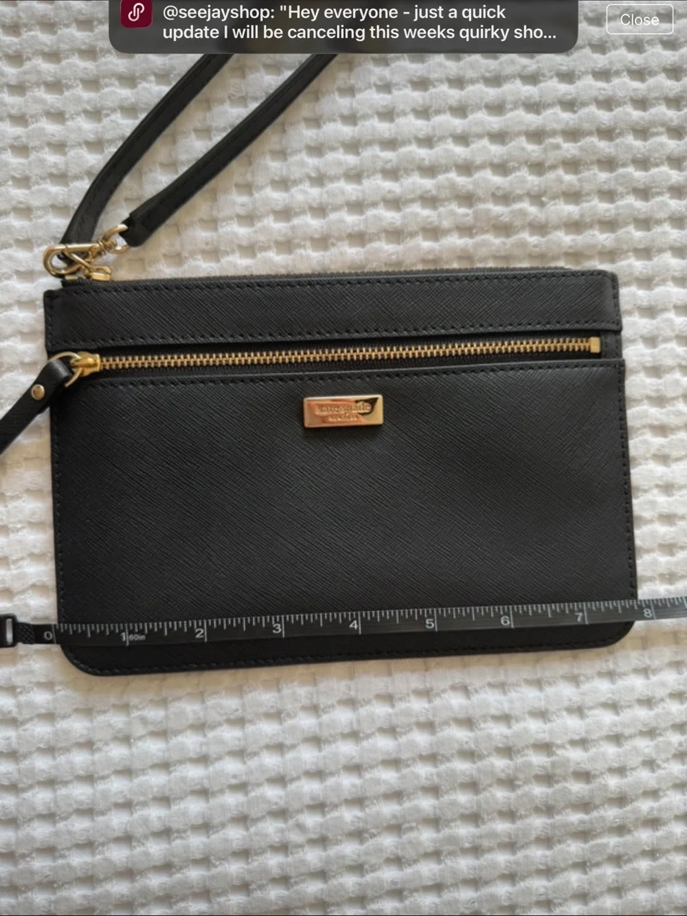 Kate Spade Tinie Laurel Way Wristlet Black Leather WLRU2677